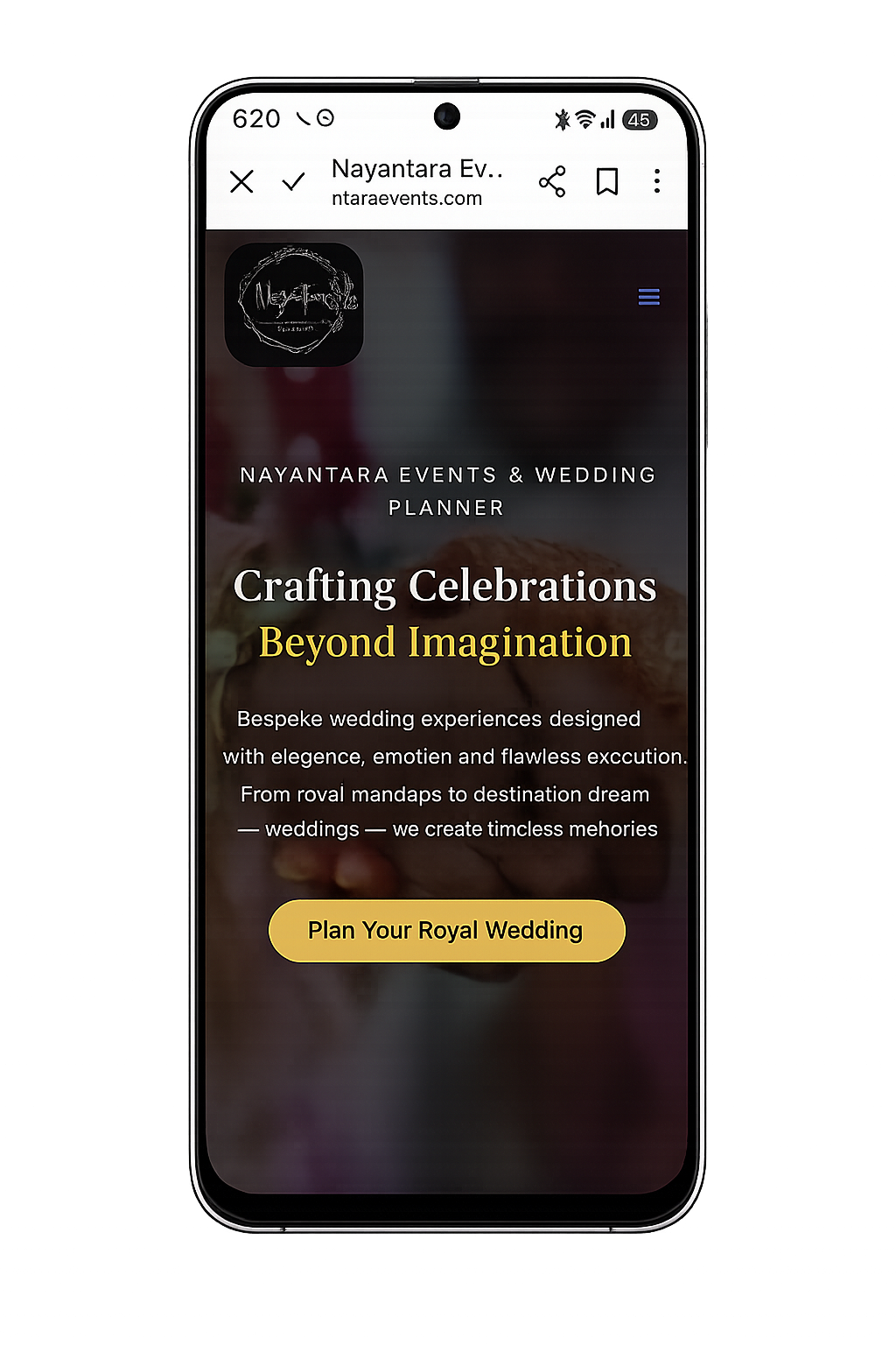 Nayantara website design — inner page